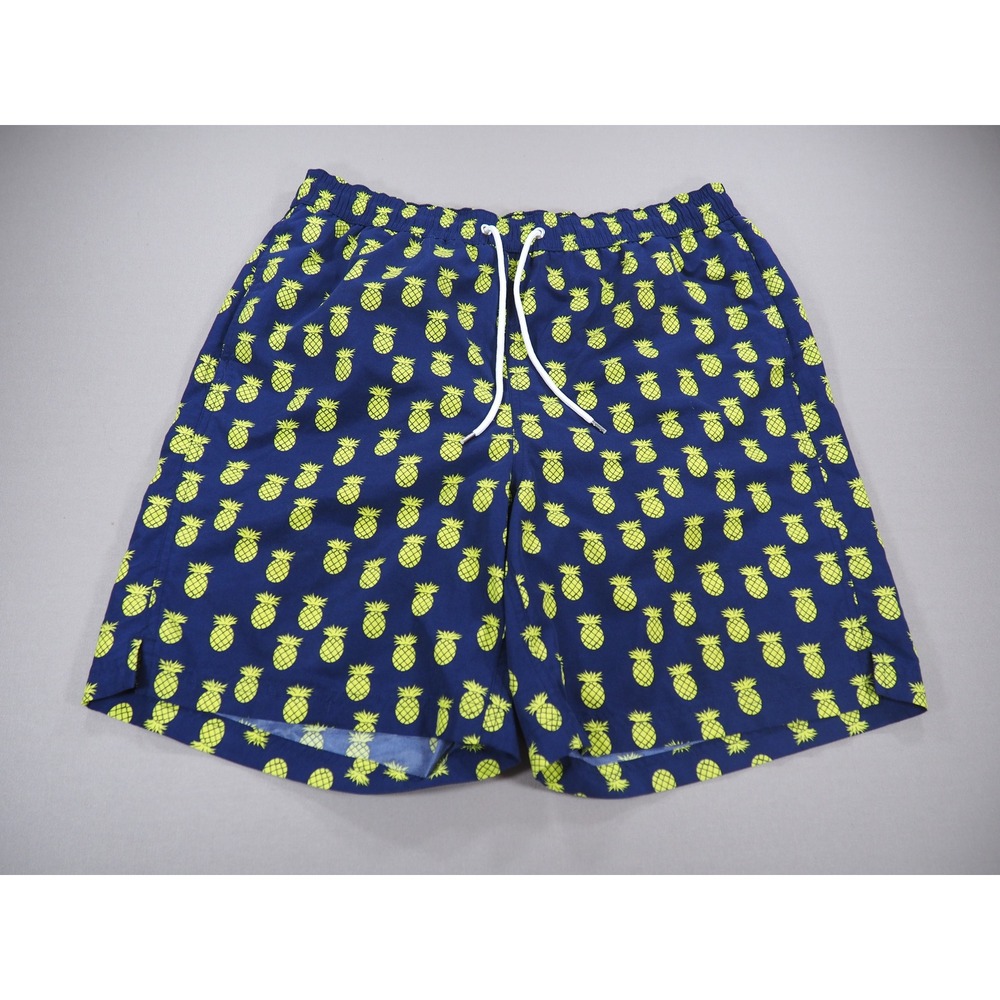 Neiman Marcus Swim Trunks Mens Large Blue Pineapple 7 Inseam Resort Vacation‎